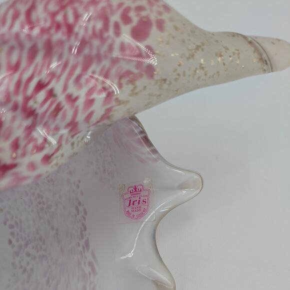 Hand Blown Glass Sea Shell Iris Bohemia Art Glass Czech Republic Pink Gold Coast - Picture 3 of 12